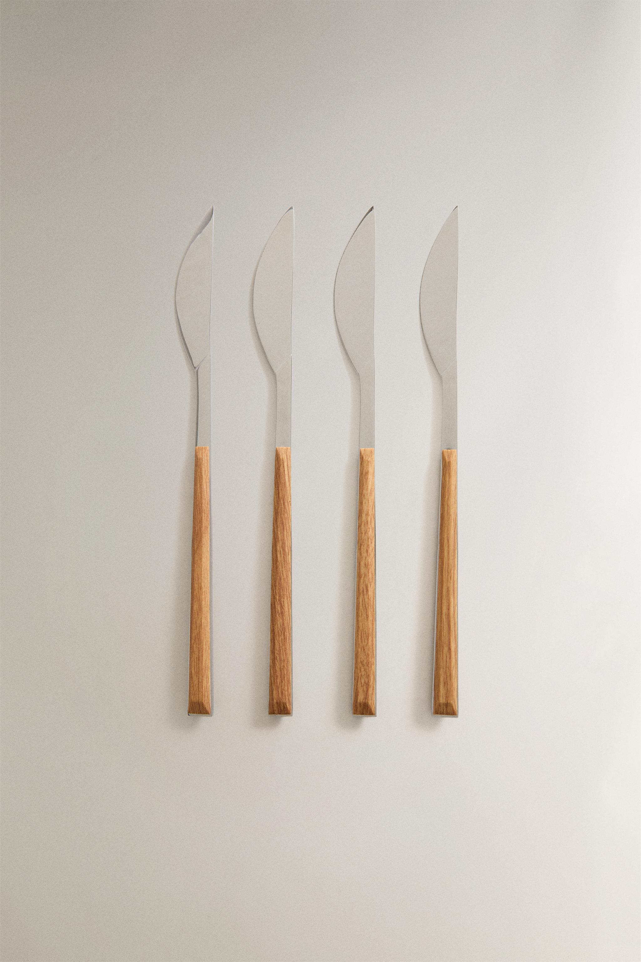 WOOD-EFFECT HANDLE KNIVES (PACK OF 4)